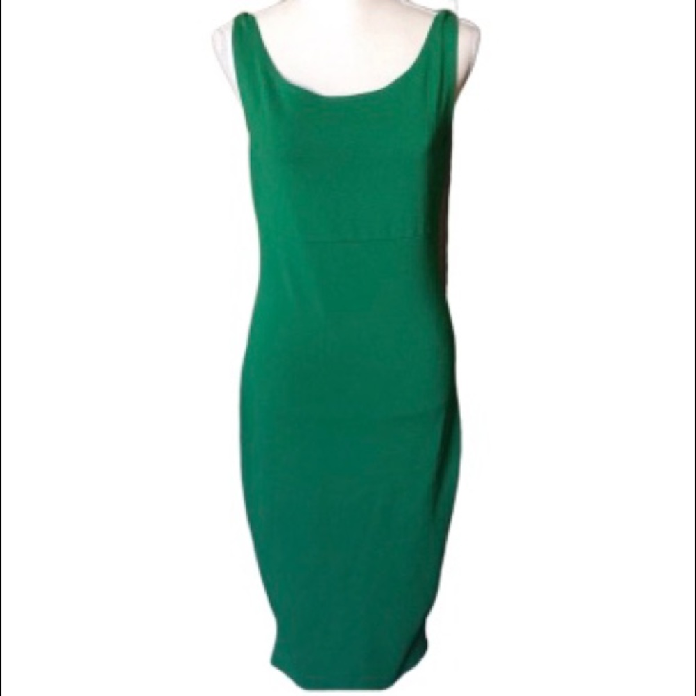 TS Sheath Green V-Shape Back Midi Dress